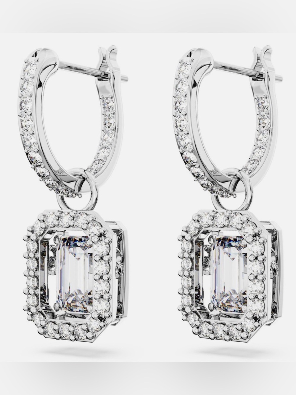 🆕 Swarovski Millenia Drop Earrings Octagon Cut White Rhodium Plated NWT - Picture 3 of 14